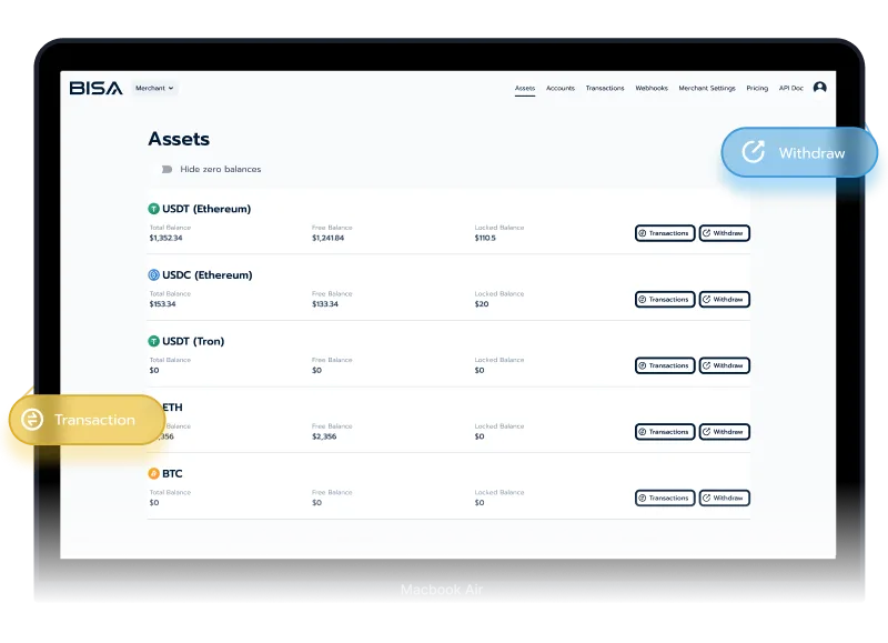 BISA web console dashboard